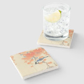 Bluebird auf einem Paulownia Tree Steinuntersetzer (Seitenansicht)