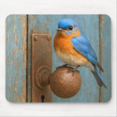 Bluebird auf einem stürmischen Türknauf Mousepad (Vorne)