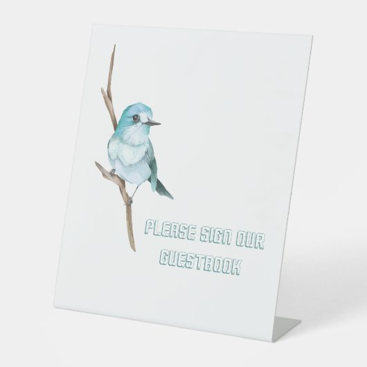 Bluebird auf einer Zweigstelle Hochzeit Unterschre Sockelschild (Vorderseite)