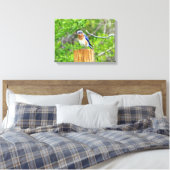 Bluebird auf Zaun Leinwanddruck (Insitu (Schlafzimmer))