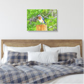 Bluebird auf Zaun Leinwanddruck (Insitu (Schlafzimmer))
