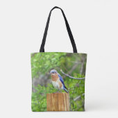 Bluebird auf Zaun Tasche (Rückseite)