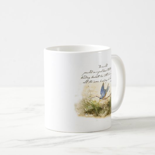 Bluebird auf Zweig Victor Hugo Inspiration Gedicht Kaffeetasse (VorderseiteRechts)