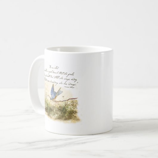 Bluebird auf Zweig Victor Hugo Inspiration Gedicht Kaffeetasse (Vorderseite Links)