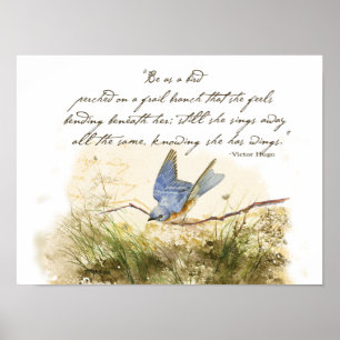 Bluebird auf Zweig Victor Hugo Inspiration Gedicht Poster