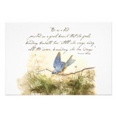 Bluebird auf Zweig Victor Hugo Inspirationsegedich Fotodruck (Vorne)