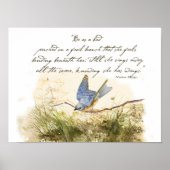 Bluebird auf Zweig Victor Hugo Inspirationsegedich Poster (Vorne)