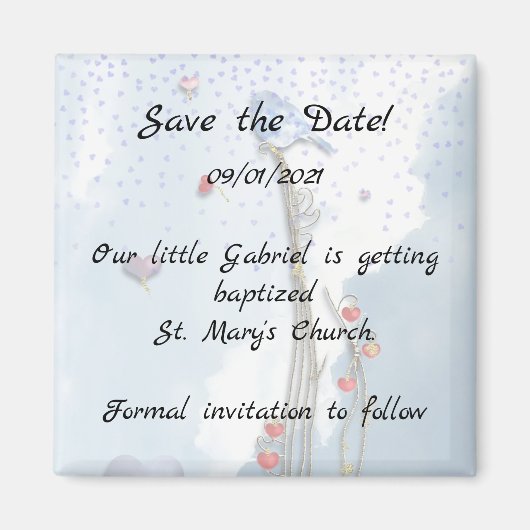 Bluebird Baby Dusche Magnet (Vorne)