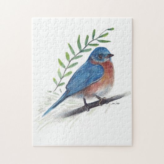 Bluebird Bird Art Puzzle (Vertikal)