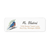 Bluebird Bird Art Return Label (Vorne)