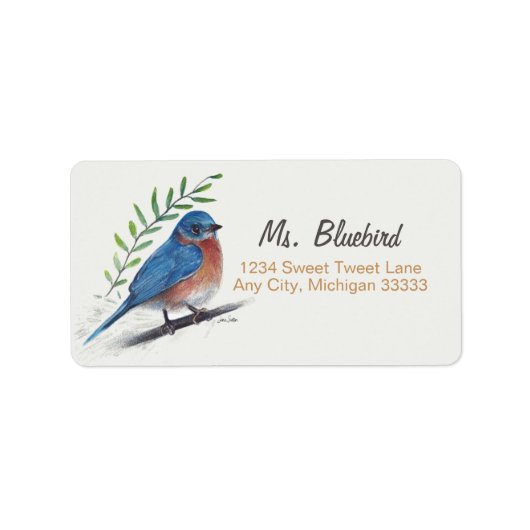 Bluebird Bird Art Return Label Adressaufkleber (Vorne)
