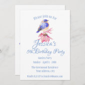 Bluebird Bird Pink Flower Garden Einladung (Vorne/Hinten)
