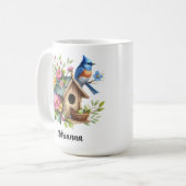 Bluebird Birdhouse Blume Springtime Garden Kaffeetasse (Vorderseite Links)