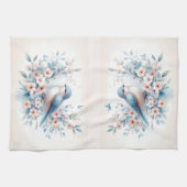 Bluebird Blossom Watercolor Serenity Geschirrtuch (Horizontal)