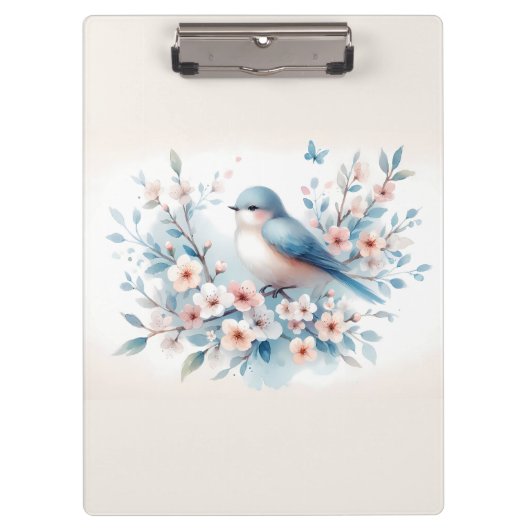 Bluebird Blossom Watercolor Serenity Klemmbrett (Vorderseite)