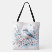 Bluebird Blossom Watercolor Serenity Tasche (Rückseite)