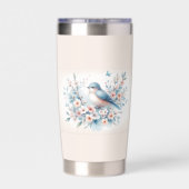 Bluebird Blossom Watercolor Serenity Thermobecher (Rückseite)