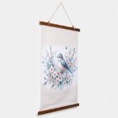 Bluebird Blossom Watercolor Serenity Wandteppich Mit Holzrahmen (Gewinkelt)
