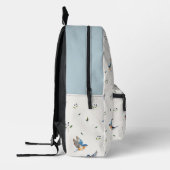 Bluebird & Blueberry Muster 3-Buchstaben-Monogramm Bedruckter Rucksack (Links)