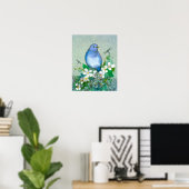 Bluebird Blume Collage Dragonflies Syringa Poster (Heimbüro)