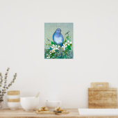 Bluebird Blume Collage Dragonflies Syringa Poster (Küche)