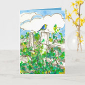 Bluebird Brambles Denken Sie an Sie Karte (Gelbe Blume)