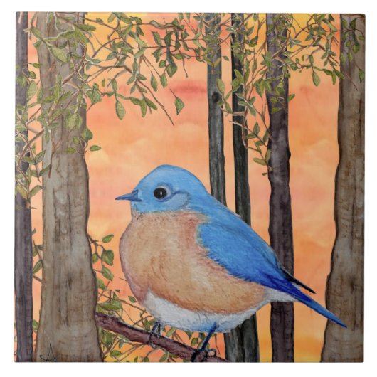Bluebird Ceramic Tile, Large Fliese (Vorderseite)