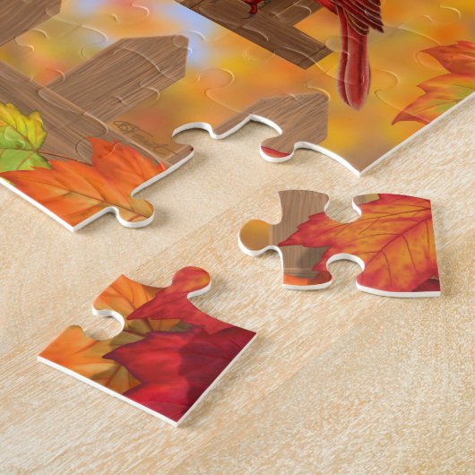 Bluebird Chickadee Kardinal Herbstvogelzuführung Puzzle (Seite)