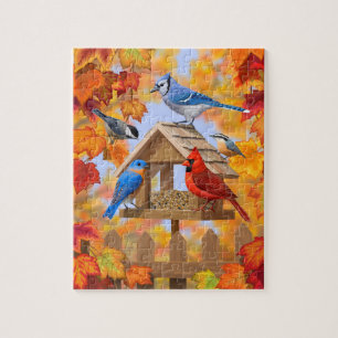 Bluebird Chickadee Kardinal Herbstvogelzuführung Puzzle