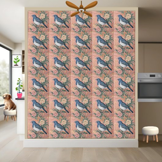 Bluebird Chinoiserie Blumenmuster Tile Fliese
