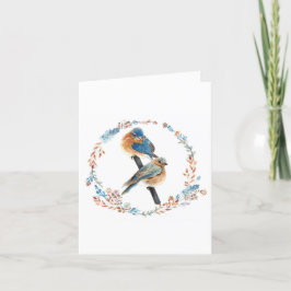 Bluebird Couple Floral Watercolor Painting Dankeskarte