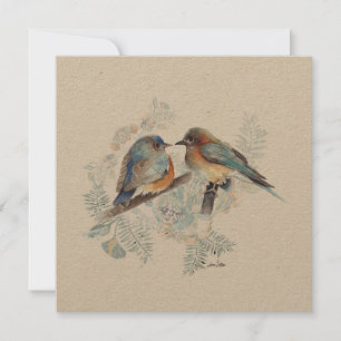 Bluebird Couple Wasserfarbe mit Blumen