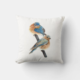 Bluebird Couple Watercolor Art Kissen