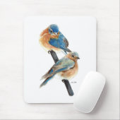 Bluebird Couple Watercolor Art Mousepad (Mit Mouse)