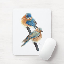 Bluebird Couple Watercolor Art Mousepad
