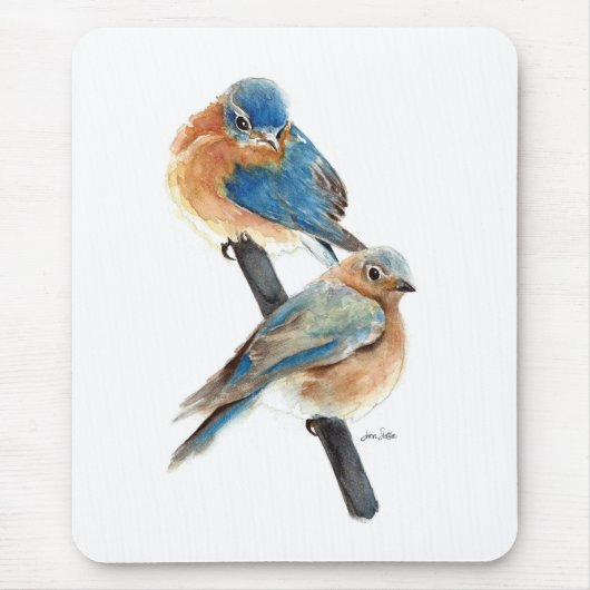 Bluebird Couple Watercolor Art Mousepad (Vorne)