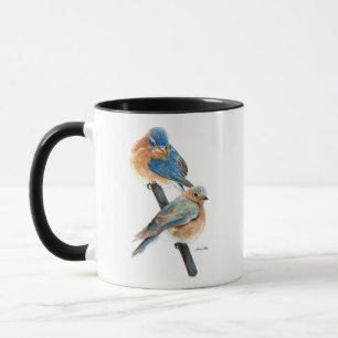 Bluebird Couple Watercolor Art Tasse