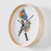 Bluebird Couple Watercolor-Malerei Uhr (Winkel)