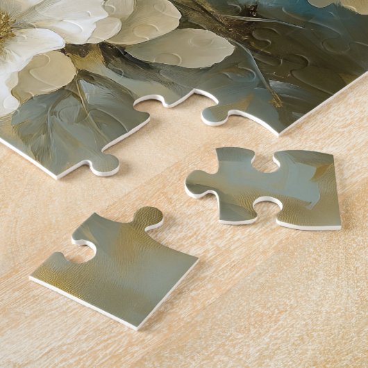 Bluebird Cream White Blume Malerei Puzzle (Seite)