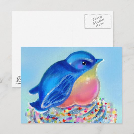 Bluebird Cupcake Überraschung Postkarte (Vorne/Hinten)