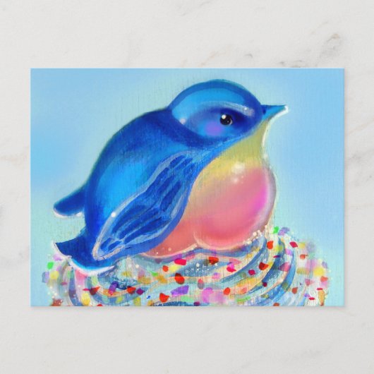 Bluebird Cupcake Überraschung Postkarte (Vorderseite)