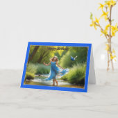 Bluebird Dance Young Girl's Birthday Card Karte (Gelbe Blume)
