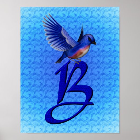 Bluebird Elegant Monogram Initial B Poster (Vorne)