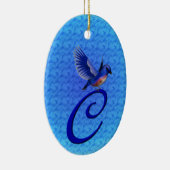 Bluebird Elegant Monogram Initial C Keramik Ornament (Rechts)