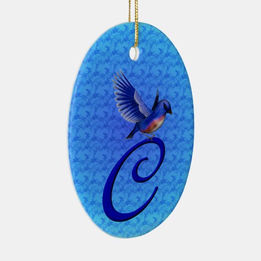 Bluebird Elegant Monogram Initial C Keramik Ornament (Rechts)