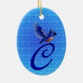 Bluebird Elegant Monogram Initial C Keramik Ornament (Hinten)