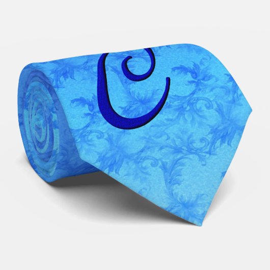 Bluebird Elegant Monogram Initial C Krawatte (Gerollt)
