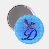 Bluebird Elegant Monogram Initial D Magnet (Vorderseite/Rückseite)