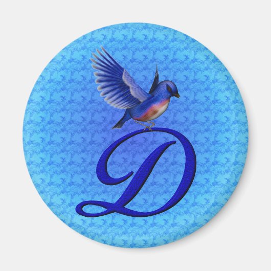 Bluebird Elegant Monogram Initial D Magnet (Vorne)