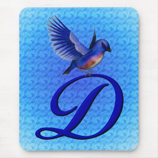 Bluebird Elegant Monogram Initial D Mousepad (Vorne)
